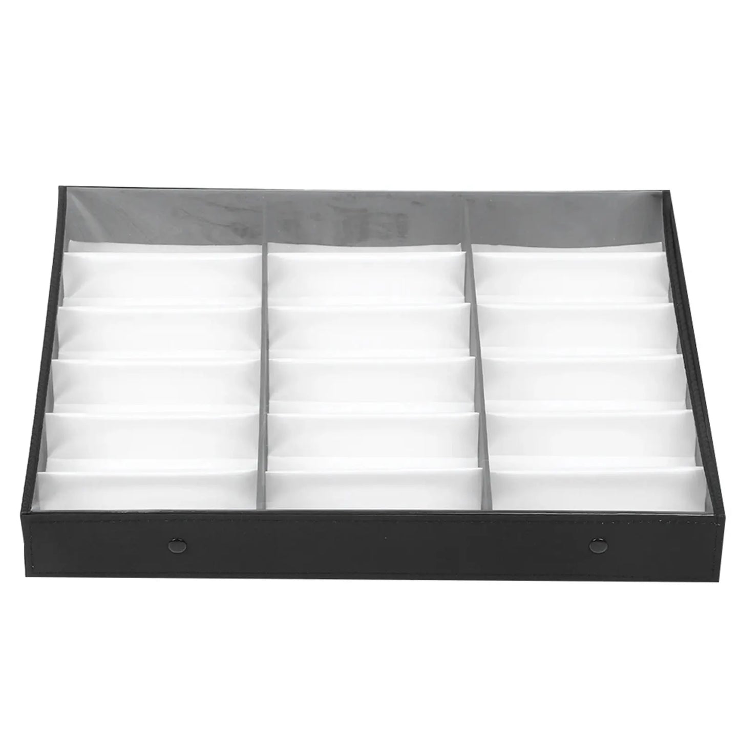 18-Slot Eyeglass & Sunglass Organizer Display Case with Lid