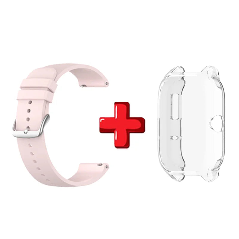 Amazfit GTS4 Silicone Band & TPU Case 2-in-1 Sport Strap Set Peaceful Pleasures Health and Wellness Pink