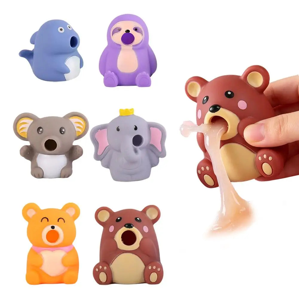 Funny Animal Toy Slime Vomiting Goo Sensory Stress Relief PVC Squeaky