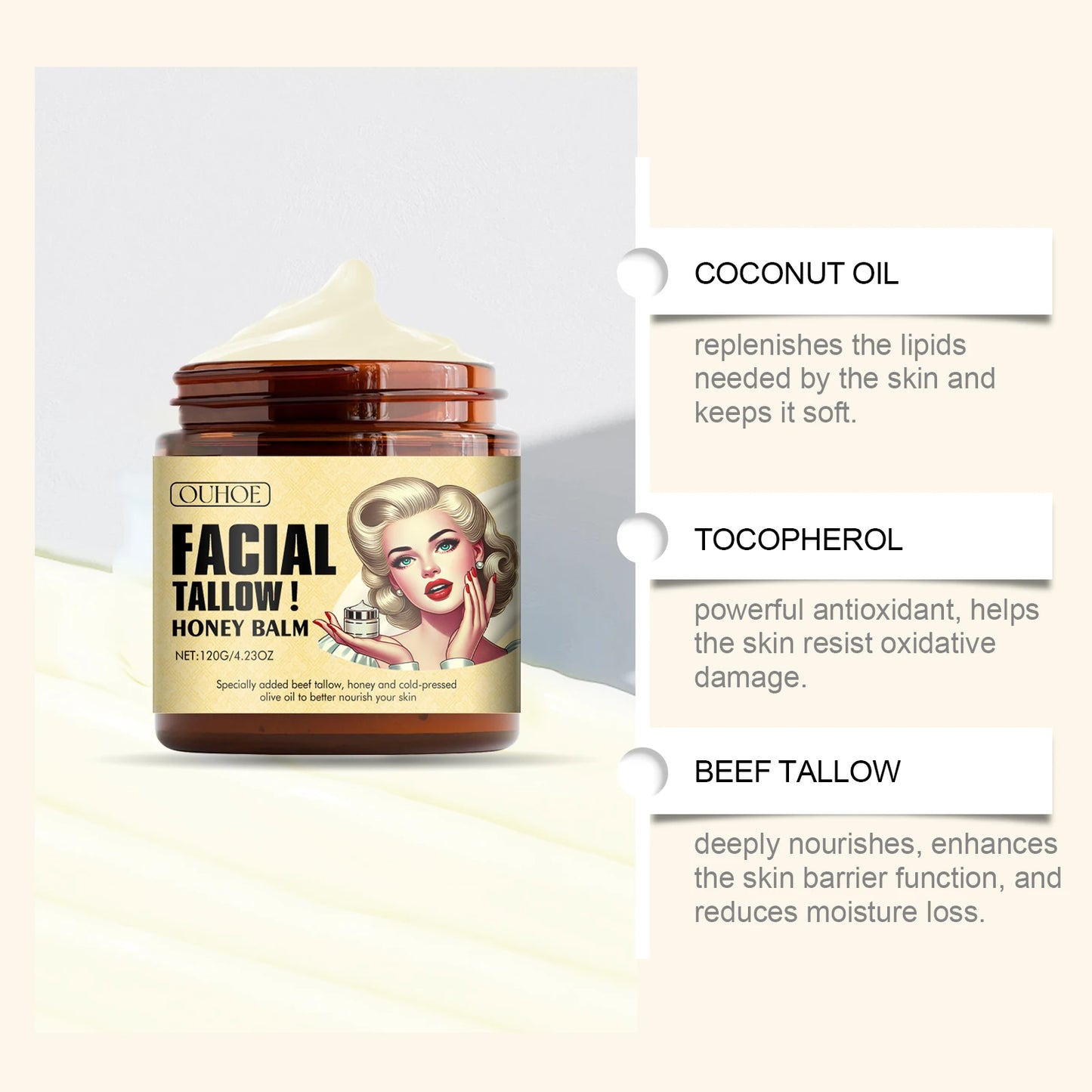 Tallow Honey Balm Face Cream – Firming, Anti-Aging & Hydrating