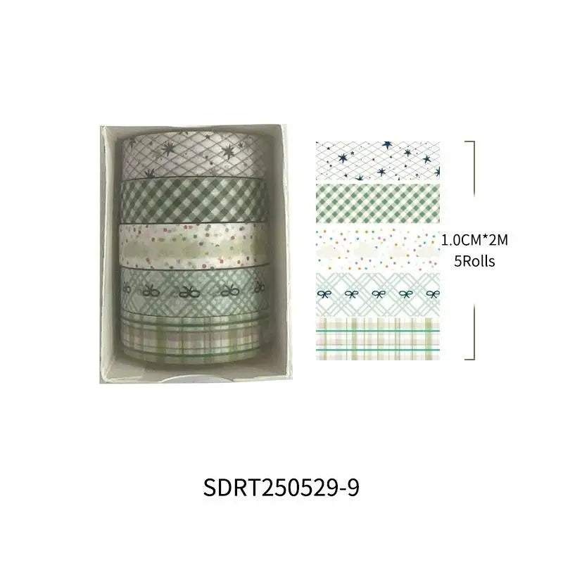5-Pack Cherry Star Cartoon Washi Tape for Journals & Planners
