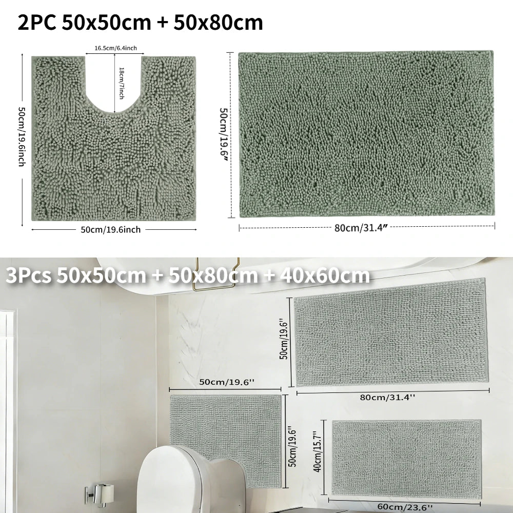 Non Slip Chenille Bath Mat Soft & Anti Mould Bath Mats Water Absorbent Quick Drying Bathroom Carpet U-Shaped Toilet Mat Peaceful Pleasures Health and Wellness