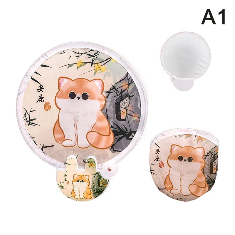Kawaii Cartoon Folding Hand Fan – Foldable Summer Fan for Kids