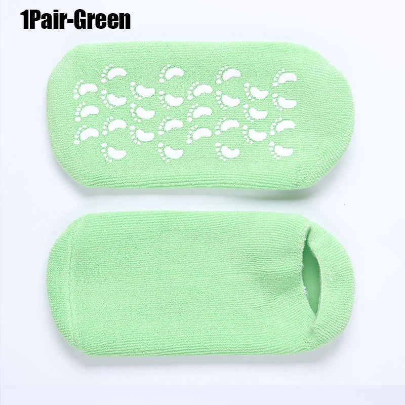 One Pair Gel Sock Socks For Softening Dry Cracked Rough Feet Skins Washable And Reusable Reduce Cracked Skin Socks Peaceful Pleasures Health and Wellness Green