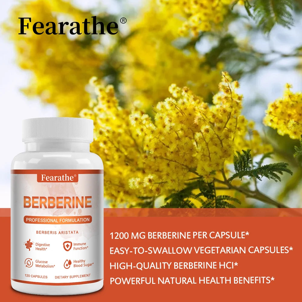 Premium Berberine - Supports Immune System, Weight Management, Digestive Health and GI Function Supplement, 120 Capsules Peaceful Pleasures Health and Wellness