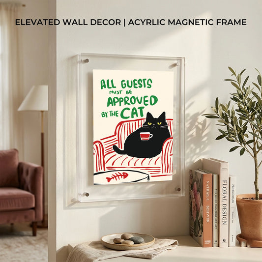 Acrylic Black Cat Picture Frame | Square & Rectangle Wall Décor Acrylic Picture Frame Peaceful Pleasures Health and Wellness G2977- Framed 16x21cm