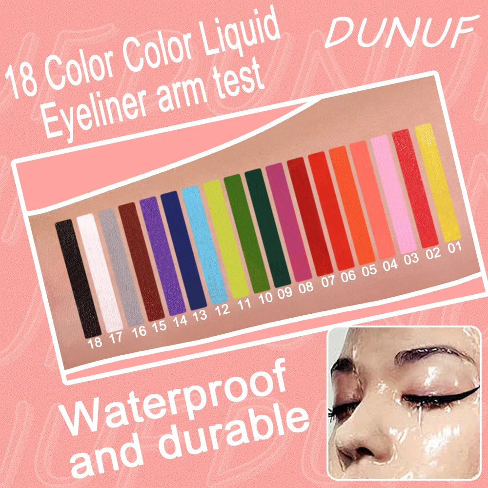 DUNUF Waterproof Liquid Eyeliner – Smudge-Proof, 8+ Colors