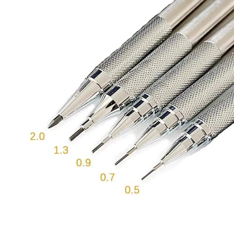 Metal Mechanical Pencil Set 0.5 0.7 0.9 1.3 2.0mm Art Drawing Painting Automatic Pencil with Leads Office School Supplies Peaceful Pleasures Health and Wellness