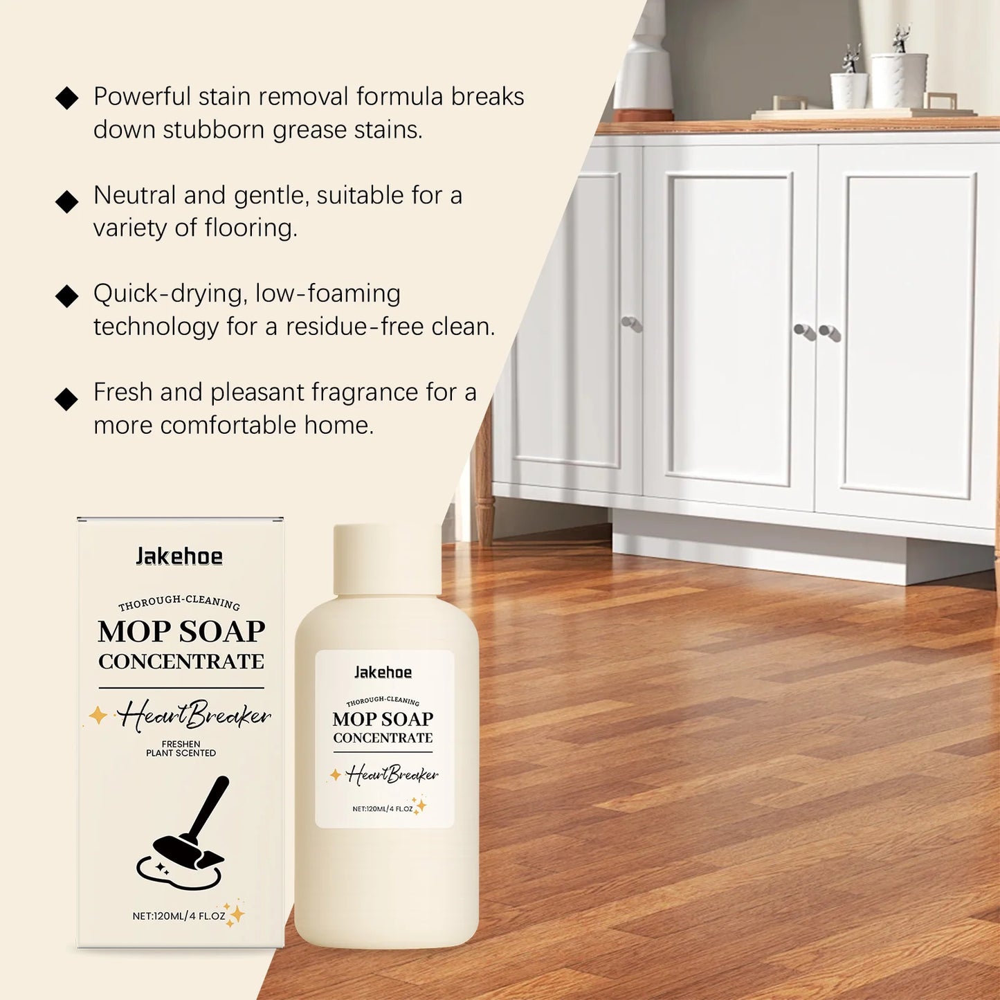 Jakehoe Floor Polish Cleaner – Fragrant Quick-Dry Mop Liquid