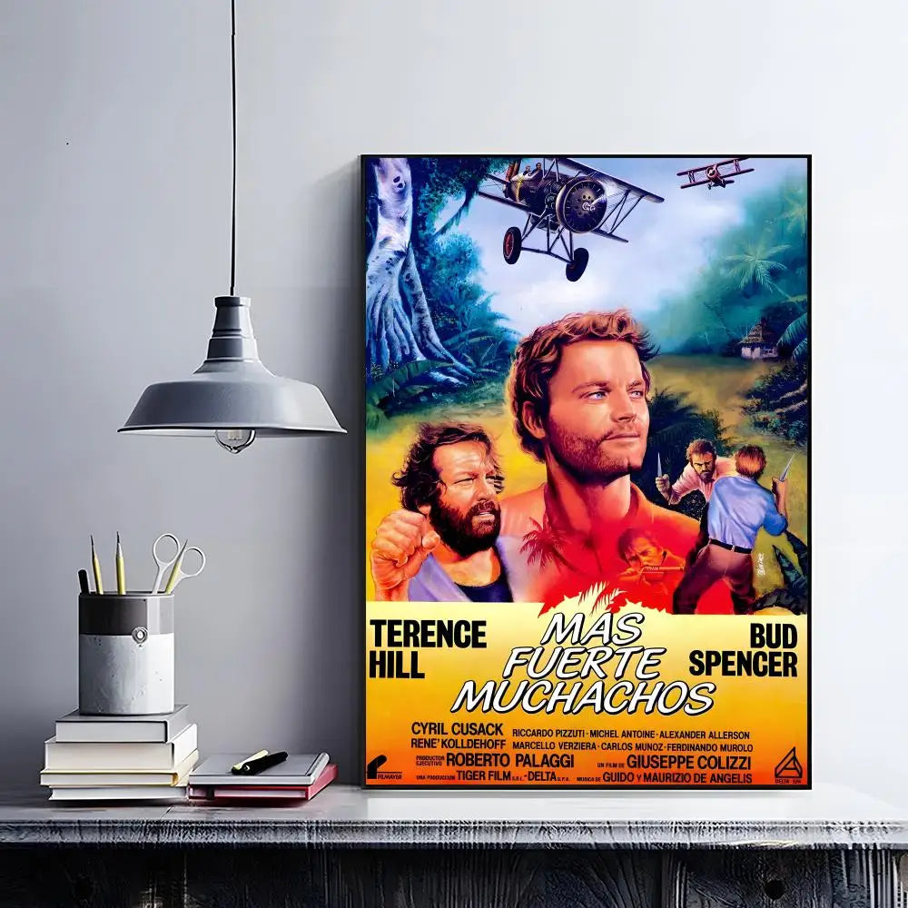Terence Hill & Bud Spencer HD Wall Poster | Self-Adhesive PVC Art Wall Art Poster Peaceful Pleasures Health and Wellness z13 40X50cmNoframe