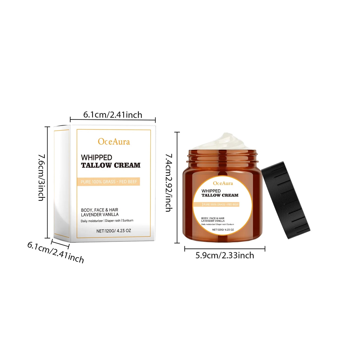 OceAura Tallow Body Cream – Deep Moisturizer for Dry Skin 120g