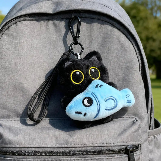 Cute Black Cat Plush Keychain – Bag Charm & Gift Plush Keychain Charm Oasis Select