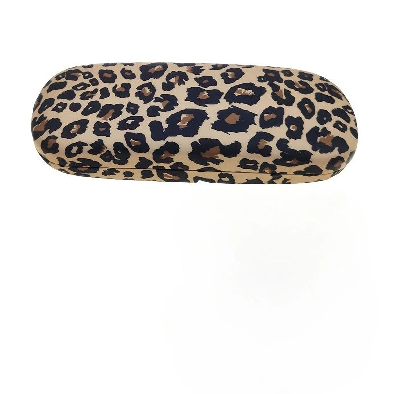 Leopard Print Metal Glasses Case | Hard Shell Travel Storage