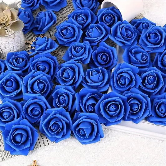 60-Piece Artificial Blue Rose Heads for Wedding & Home Decor Artificial Flower Heads Peaceful Pleasures Health and Wellness 60PCS 2