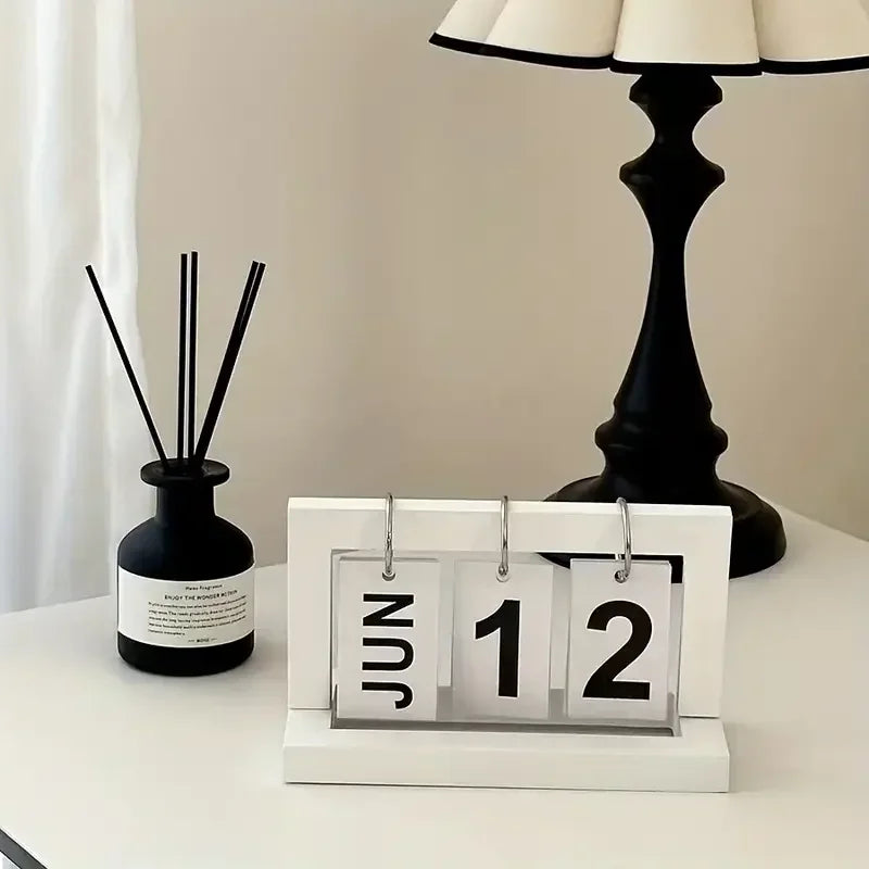Ins Minimalist Style Living Room Office Decoration Wooden Calendar Ornament Modern Desk Accessories Simple Home Decor Crafts Gif Peaceful Pleasures Health and Wellness United States BJ1818-4