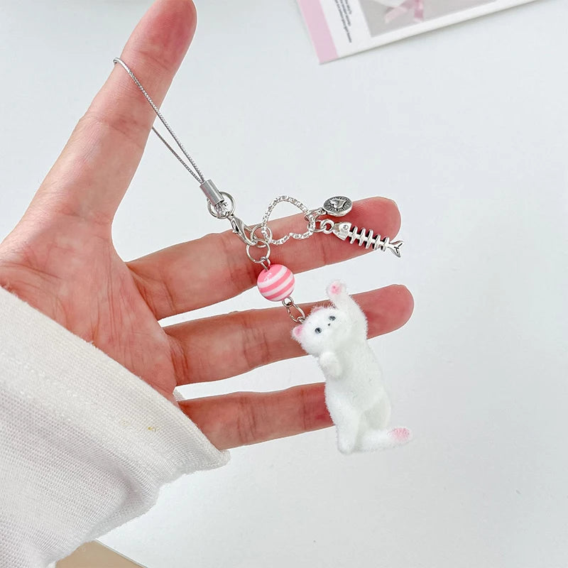 Cute Flocking Bear Pendant Keychain – Bag & Phone Charm Gift Bear Charm Keychain Peaceful Pleasures Health and Wellness style 9