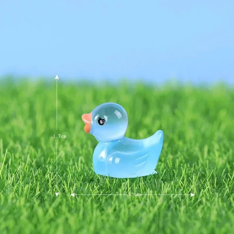 Glow-in-the-Dark Mini Duck Ornaments | Resin Decor 10pcs