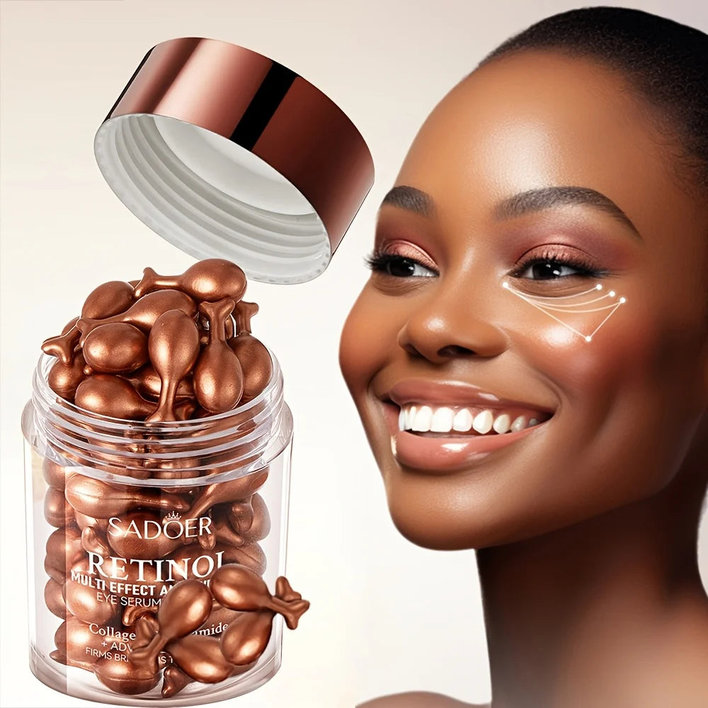 Retinol Multi-Effect Firming Capsule Serum, Tender Skin Hydrating Eye Cream Nourishing And Hydrating Eye Essence 0.34gx45capsule Peaceful Pleasures Health and Wellness