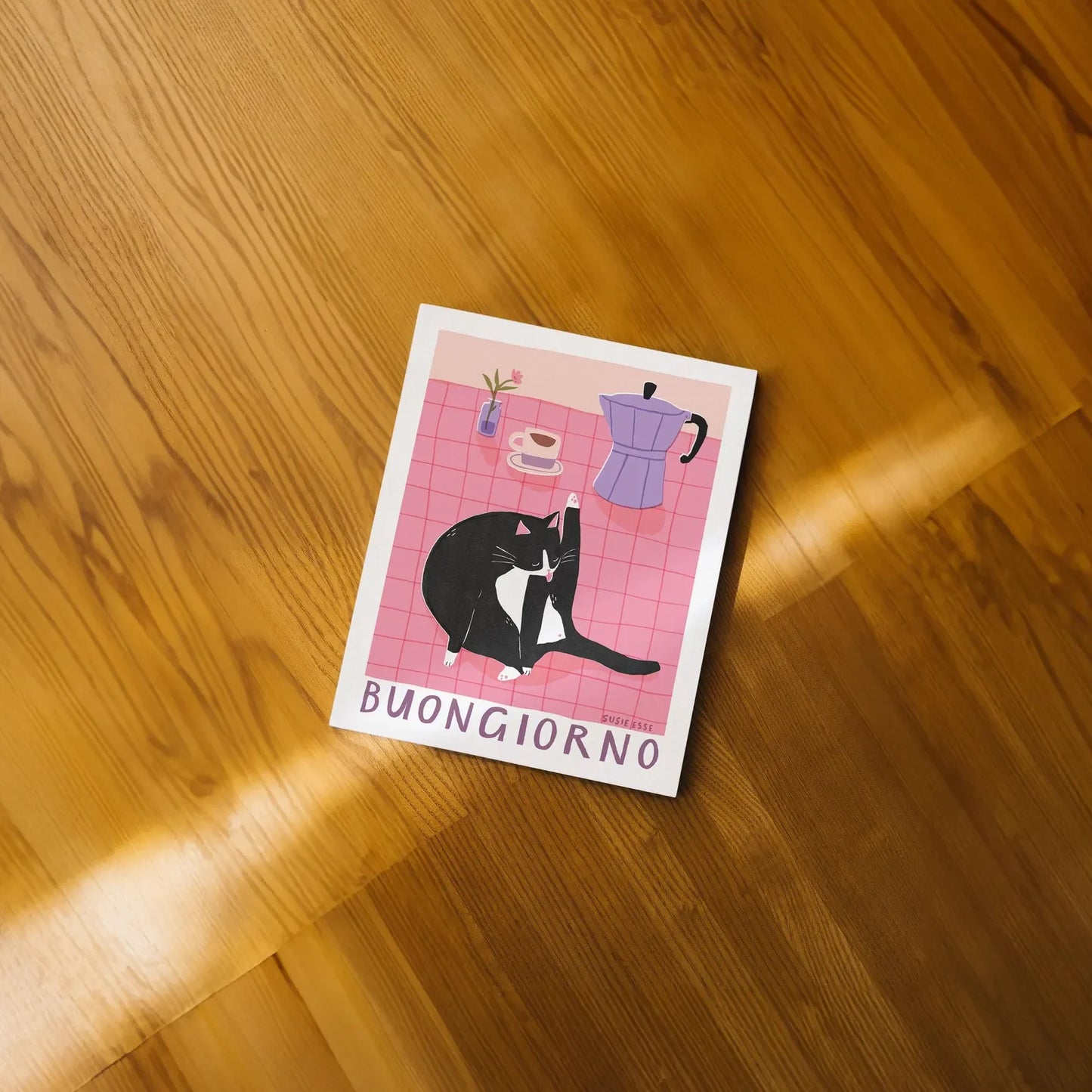 Tuxedo Cat Canvas Wall Art | Buongiorno Unframed Cat Poster