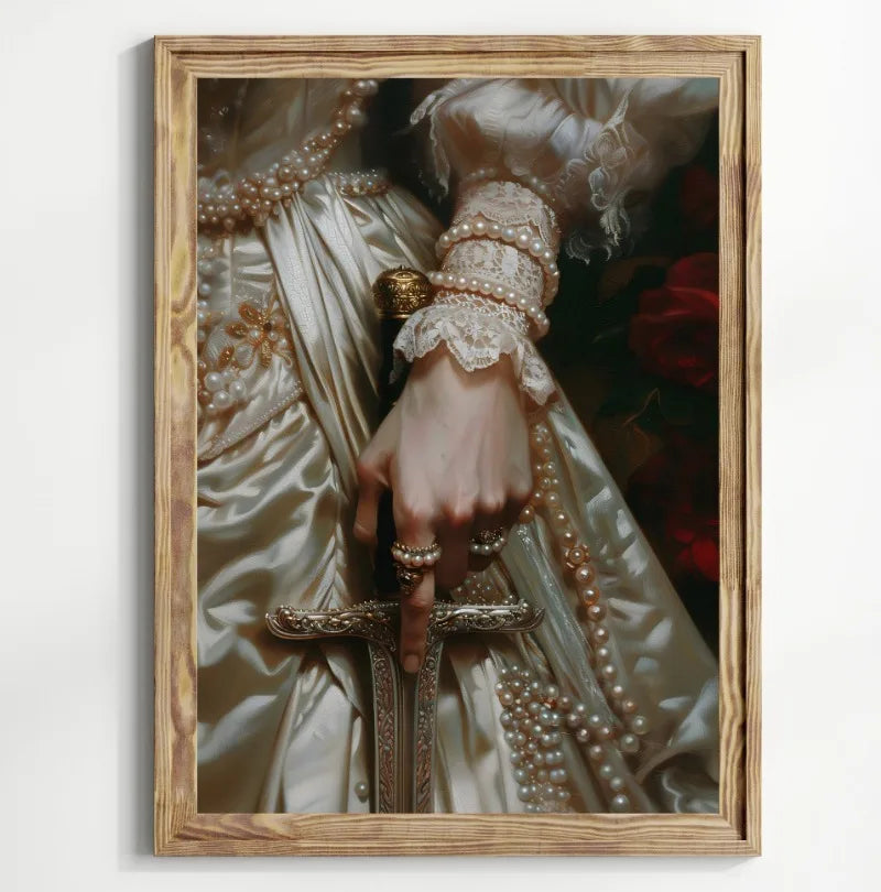Victorian Woman Canvas Wall Art | Moody Vintage Black Rose Print