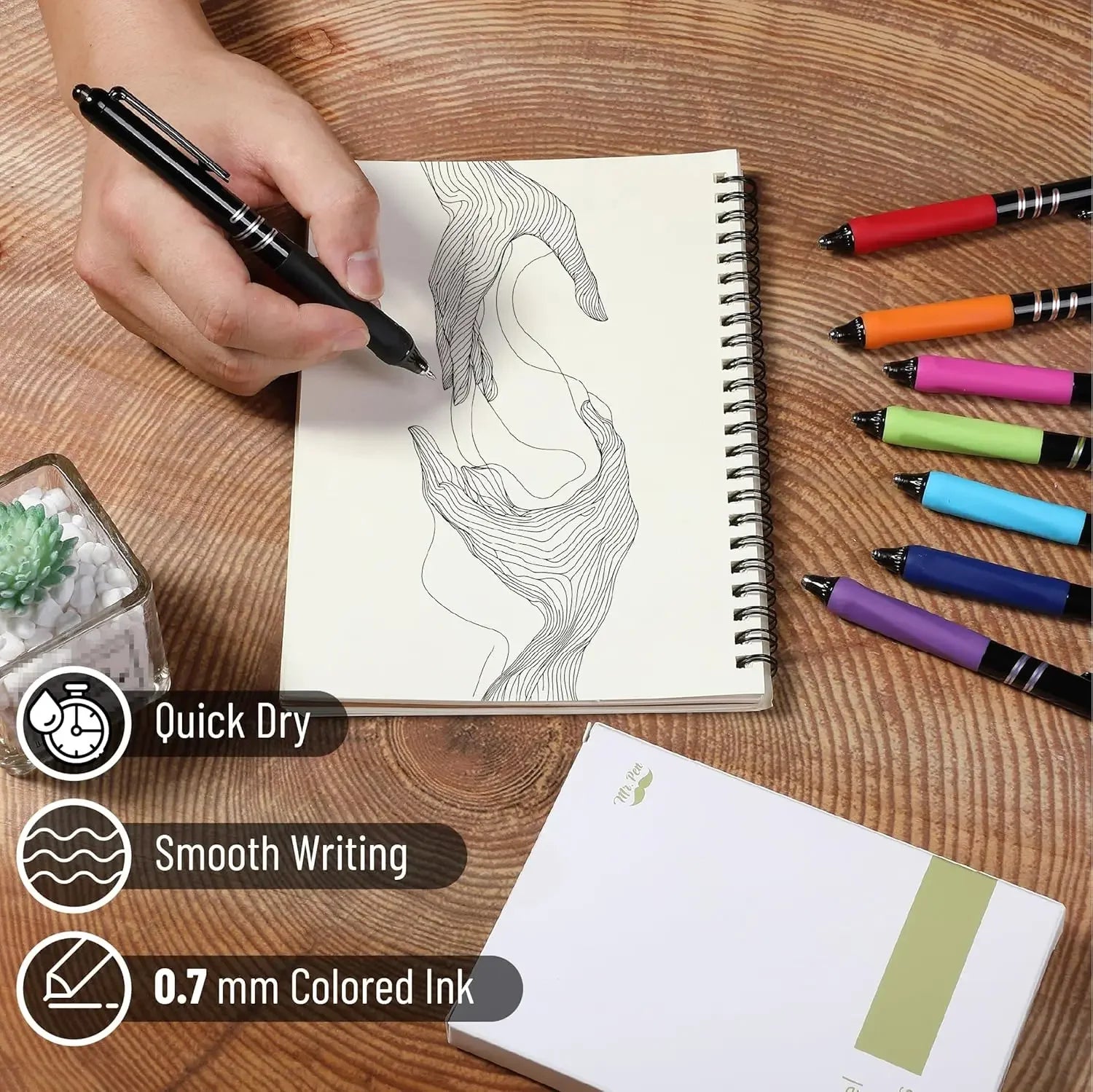 8-Pack Retractable Gel Pens, 0.7mm Fine Point, Vibrant Colors, Fast-Drying Ink for Smooth Writing Peaceful Pleasures Health and Wellness