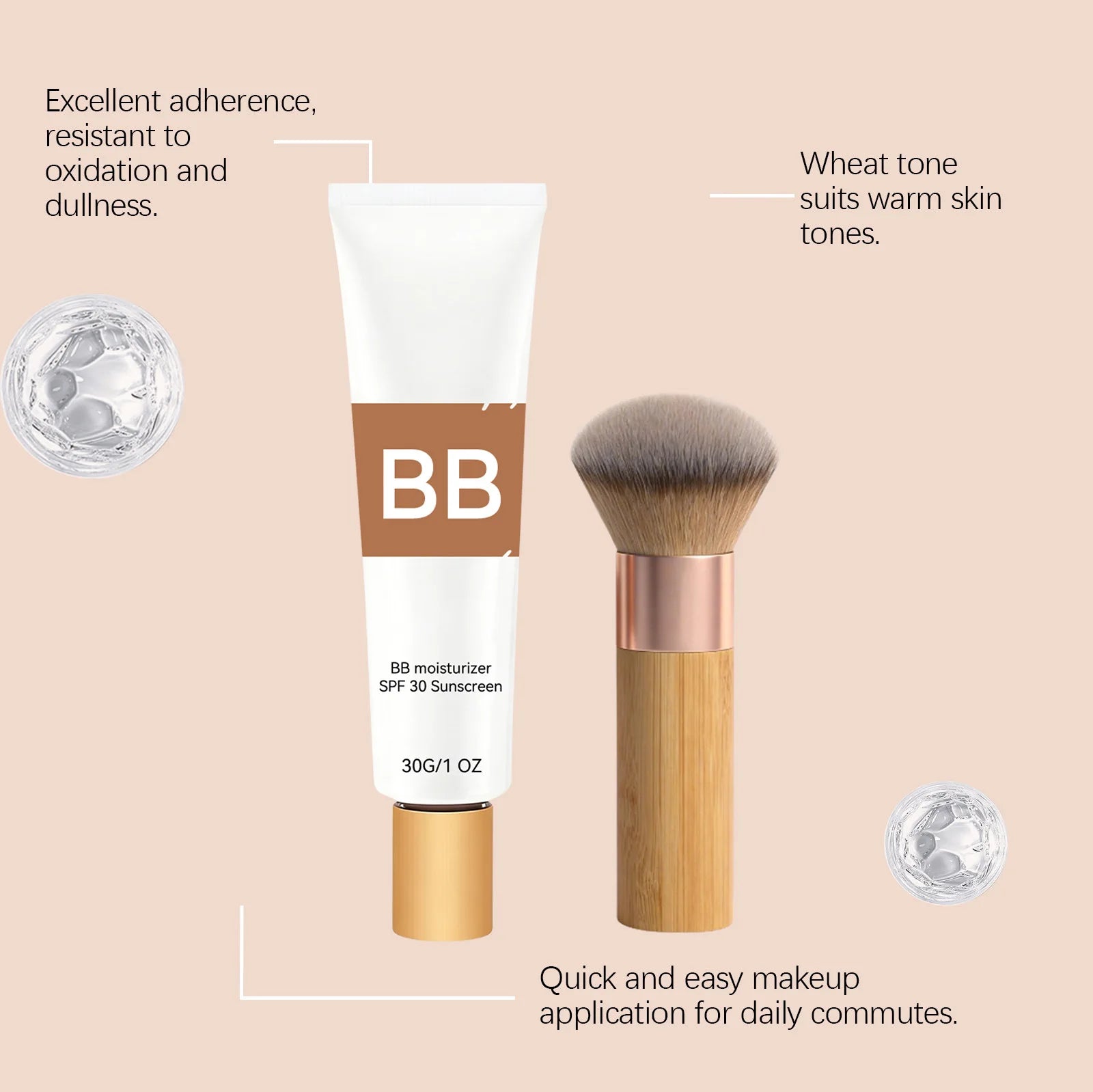 Sunscreen BB Cream Cover Face Fine Lines Prevent Sun Burn Brightening Skin Concealer Liquid Foundation Makeup Kit SPF 30 PA +++ Peaceful Pleasures Health and Wellness