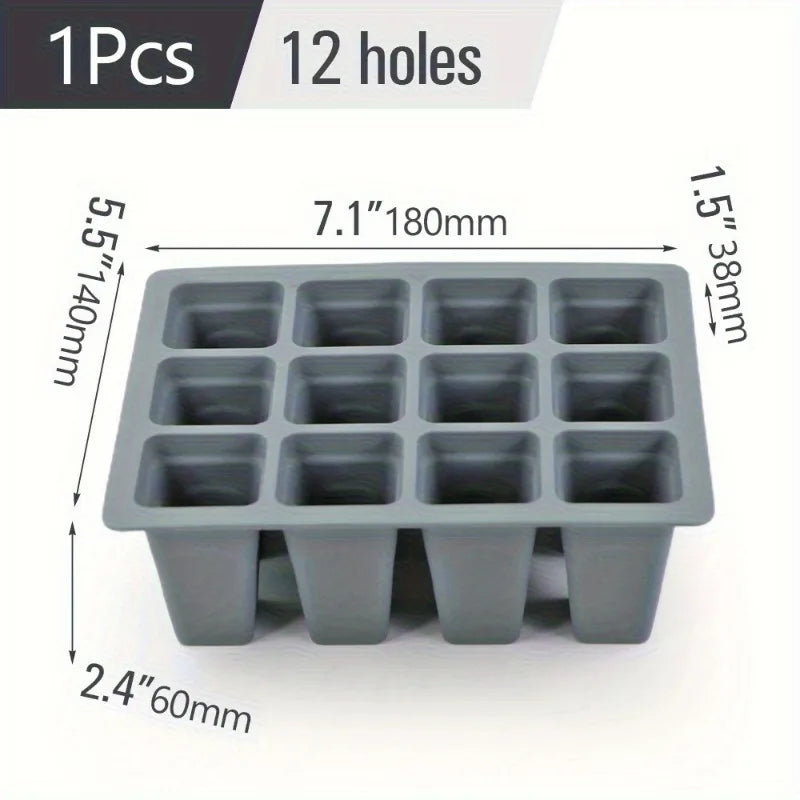 9-Cell Silicone Seed Germination Tray with Drainage Holes