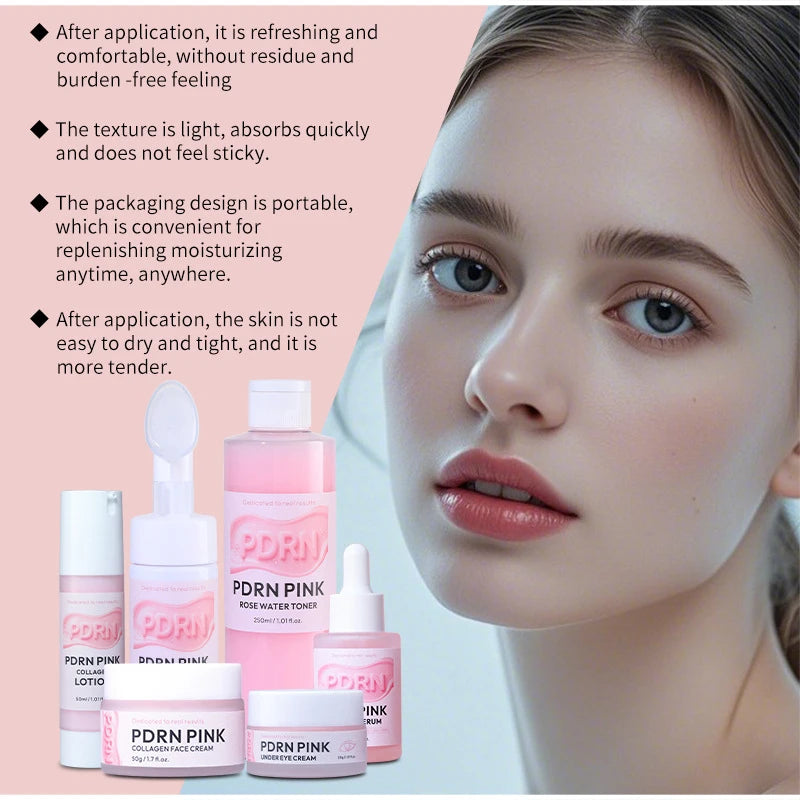 PDRN Pink Skincare Set Salmon Dna Collagen Vita Coating Mask Lift Firm Skin Make Skin Glow Moisturizing Nourishing Skincare Set Peaceful Pleasures Health and Wellness