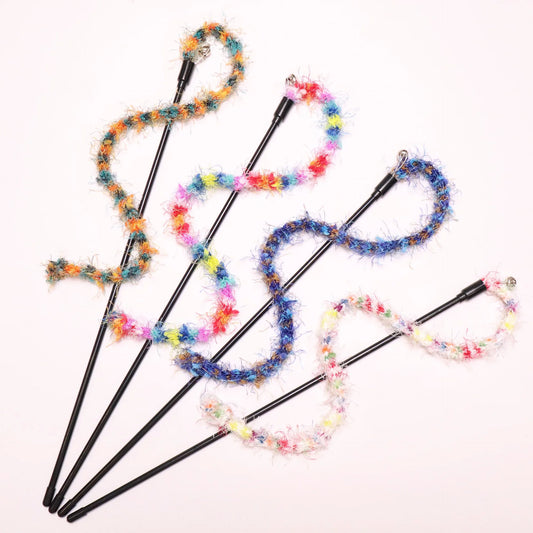 Colorful Plush Rope Cat Teaser Wand Toy | 2/3/4 Pack Cat Teaser Toy Peaceful Pleasures Health and Wellness