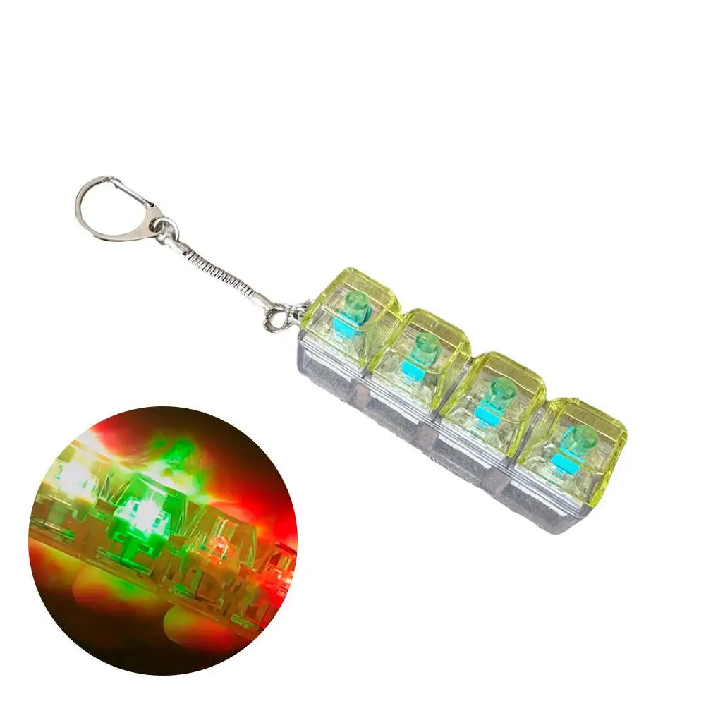 4-Key Mechanical Keyboard Keychain Fidget Clicker with LED