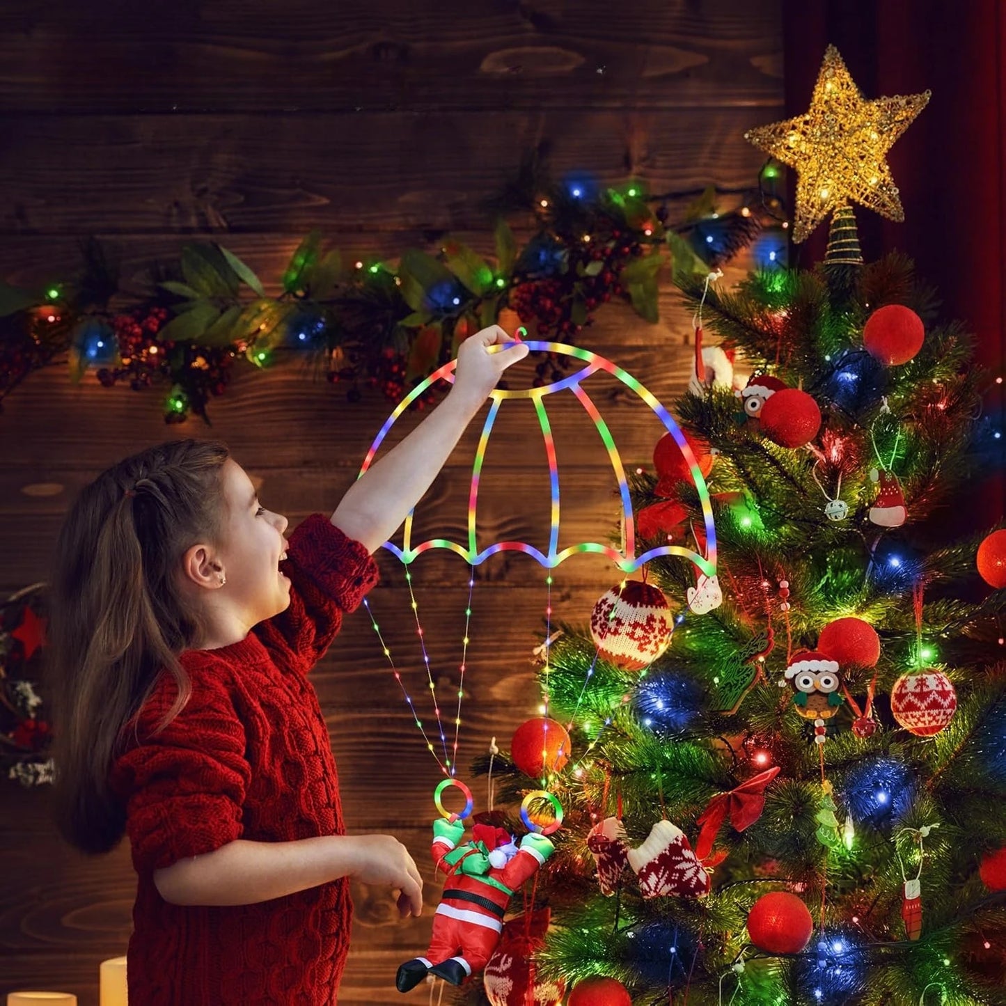 Santa Claus Parachute Christmas Lights | Indoor & Outdoor