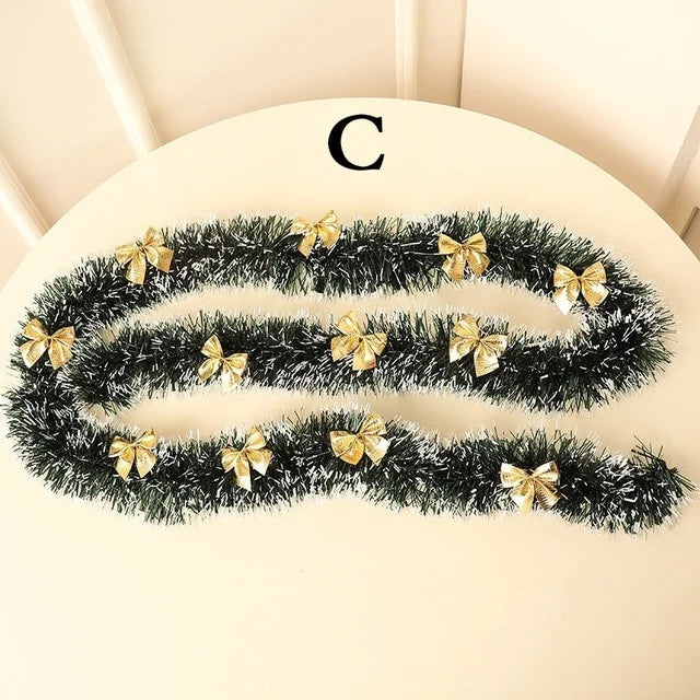 1PCS 2M Christmas Eve Decoration Bar Tops Ribbon Garland Christmas Tree Kitchen Ornaments Wedding Party Decoration Prop Peaceful Pleasures Health and Wellness C