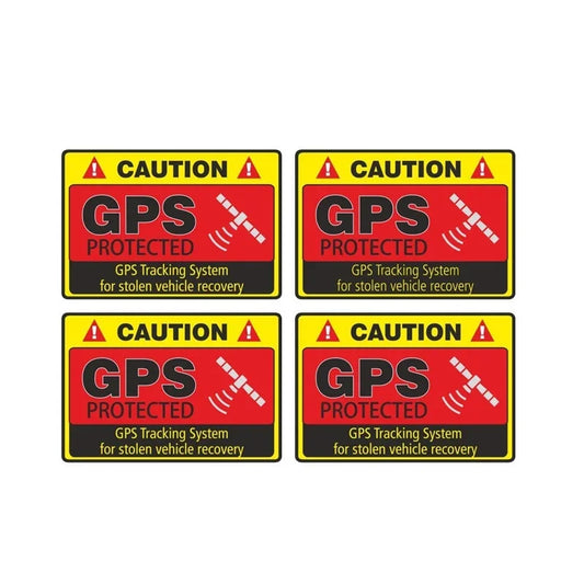 4PCs 7.3CM*4.8CM Warning Car Sticker Caution GPS Tracking System Protected Decal Car Window Bumper Stickers Peaceful Pleasures Health and Wellness Default Title
