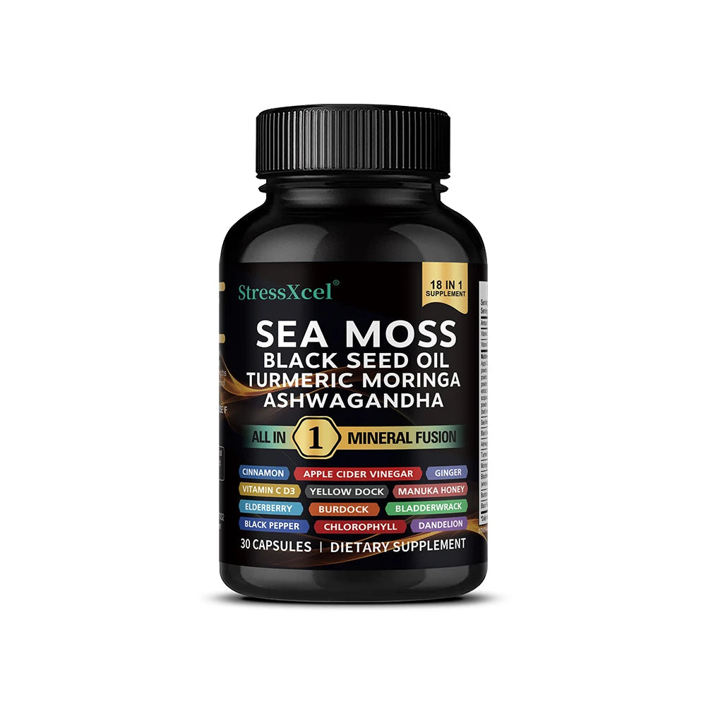 Sea Moss Capsules with Ashwagandha & Black Seed Oil | Immunity