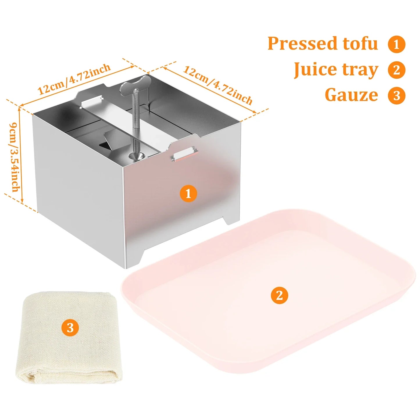 Stainless Steel Tofu Press Mould & Cheese Making Mold Kit