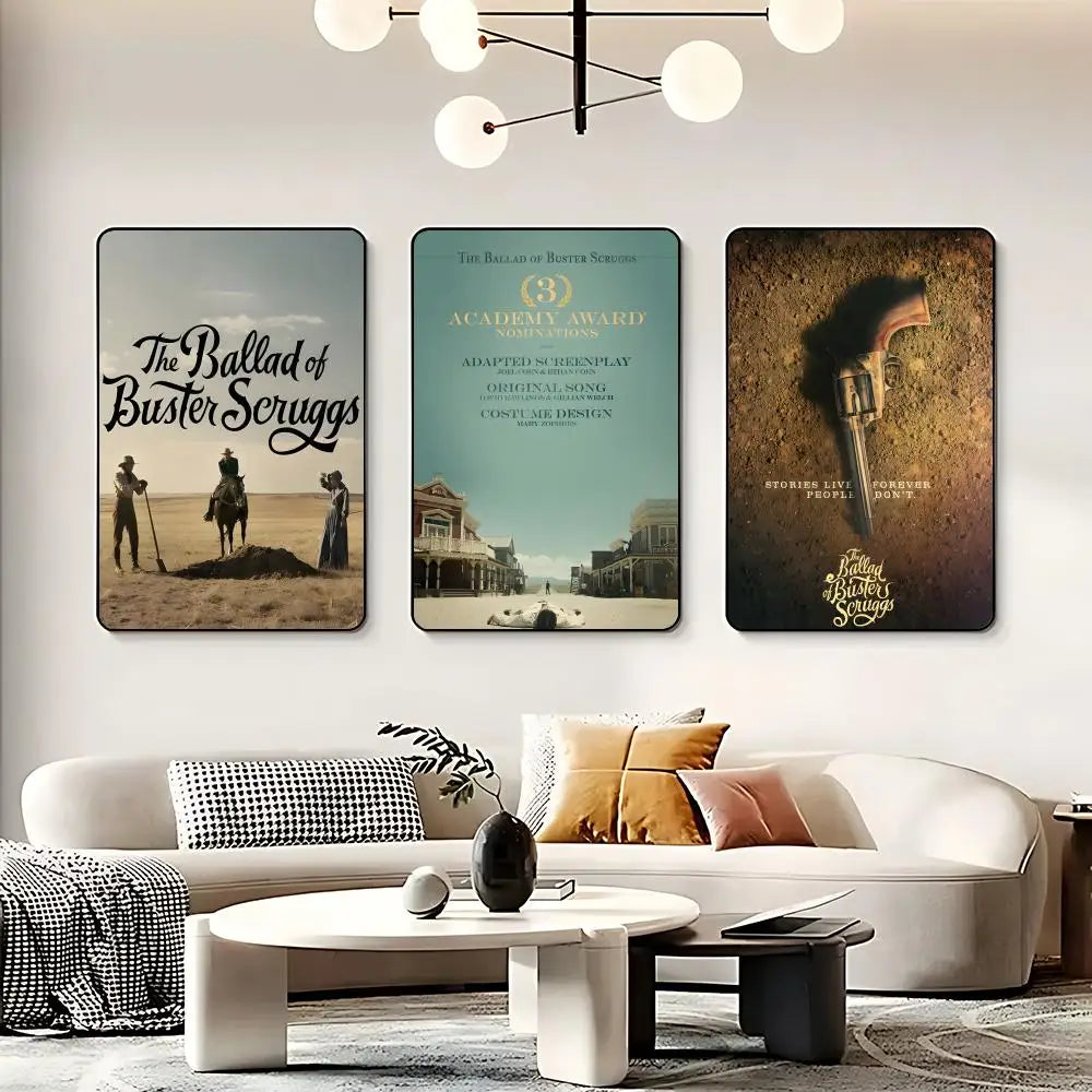 Movie T-The Ballad of Buster Scruggs Poster HD Self Adhesive Waterproof Wall Art Ideal for Home Office Dorm Bedroom Great Gift Peaceful Pleasures Health and Wellness