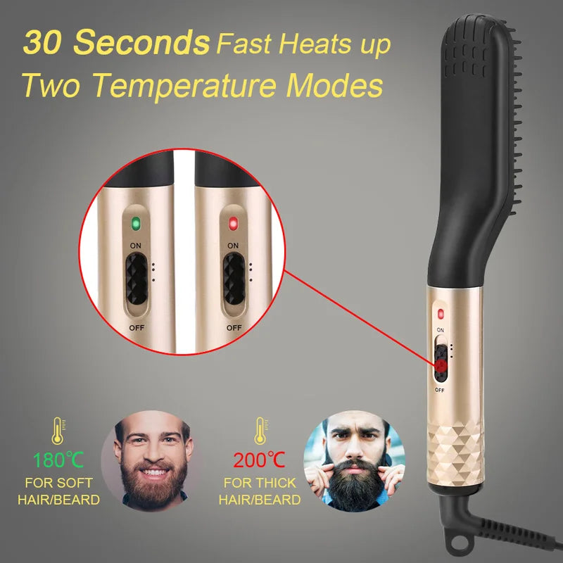 Electric Hot Comb Straightener Multifunctional Quick Heated Men Beard Care Brush Beard Anti-Scald Straightener Comb Hair Tools Peaceful Pleasures Health and Wellness