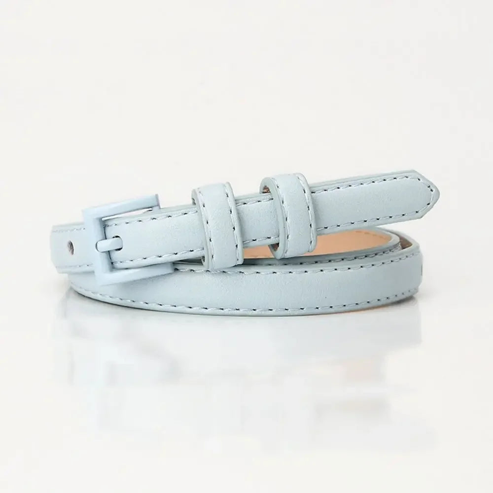 Women's Skinny Black PU Leather Belt – Slim Jeans Belt