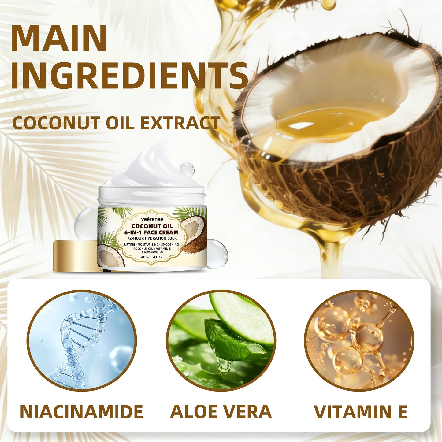 veérenae Coconut Oil 6-in-1 Face Cream – All Skin Types
