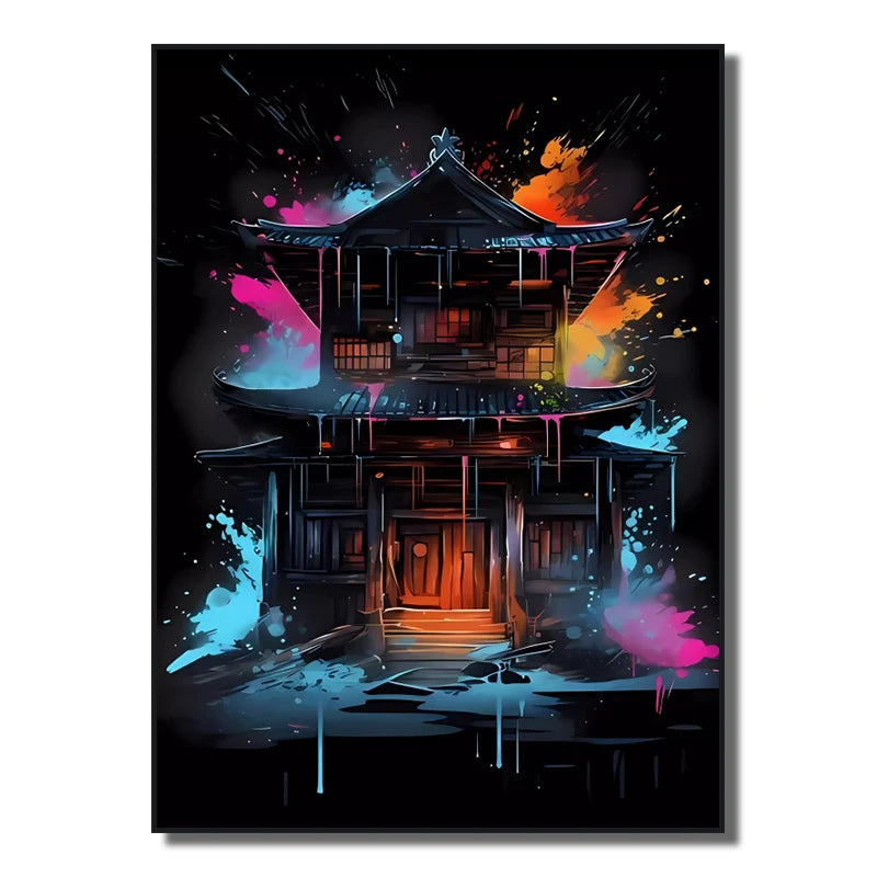 Neon Red Video Game Character Canvas Wall Art | Unframed Poster