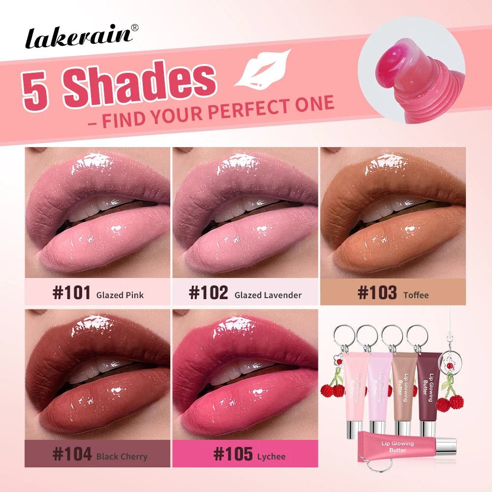 Lakerain Butter Lip Glowing With Keychain Long Lasting Deep Hydration Natural Color Smooth Lip Quickly Improve Lip Condition Peaceful Pleasures Health and Wellness