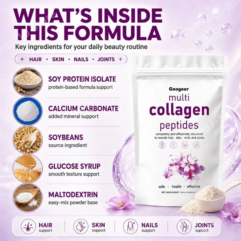 Collagen Peptides Powder 300g | Soy Protein & Calcium Formula