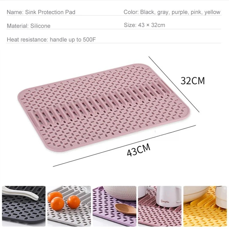 Silicone sink mat protector Multipurpose Heat Resistant Pad Counter Dishwasher Safe Non-Slip Dish Drying mat Kitchen accessories Peaceful Pleasures Health and Wellness