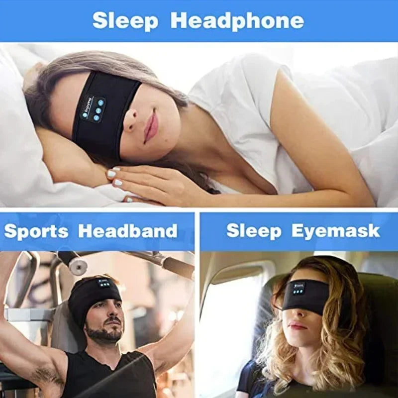 Removable Music Sleep Eye Mask Bluetooth Headband for Sports Yoga Running Wireless Headphones Elastic Gym Absorb Sweat Headband Peaceful Pleasures Health and Wellness