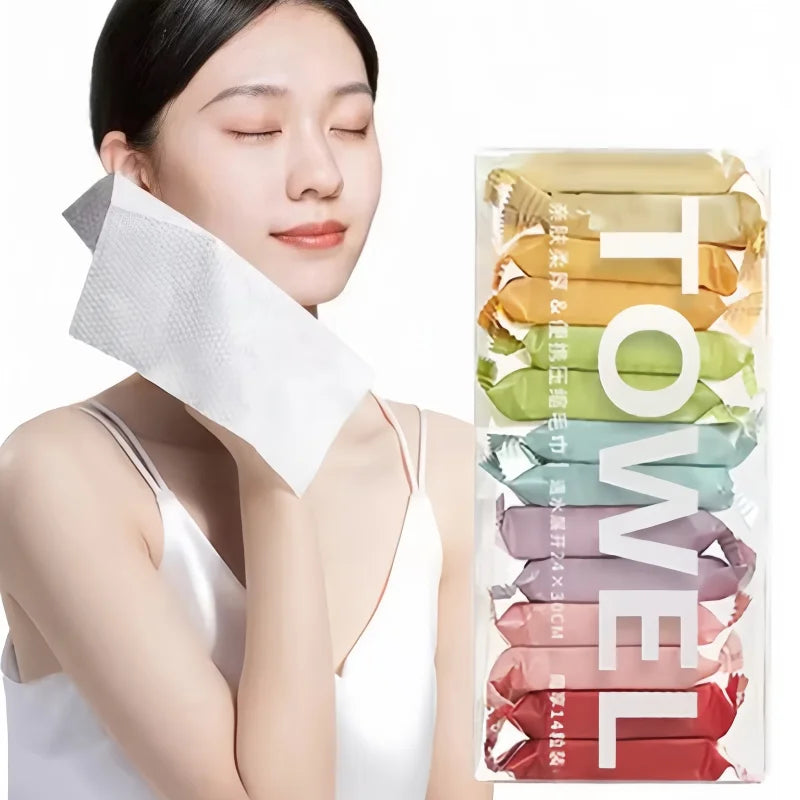 14-Pack Disposable Compressed Travel Towels for Face & Body Disposable Compressed Towel Peaceful Pleasures Health and Wellness