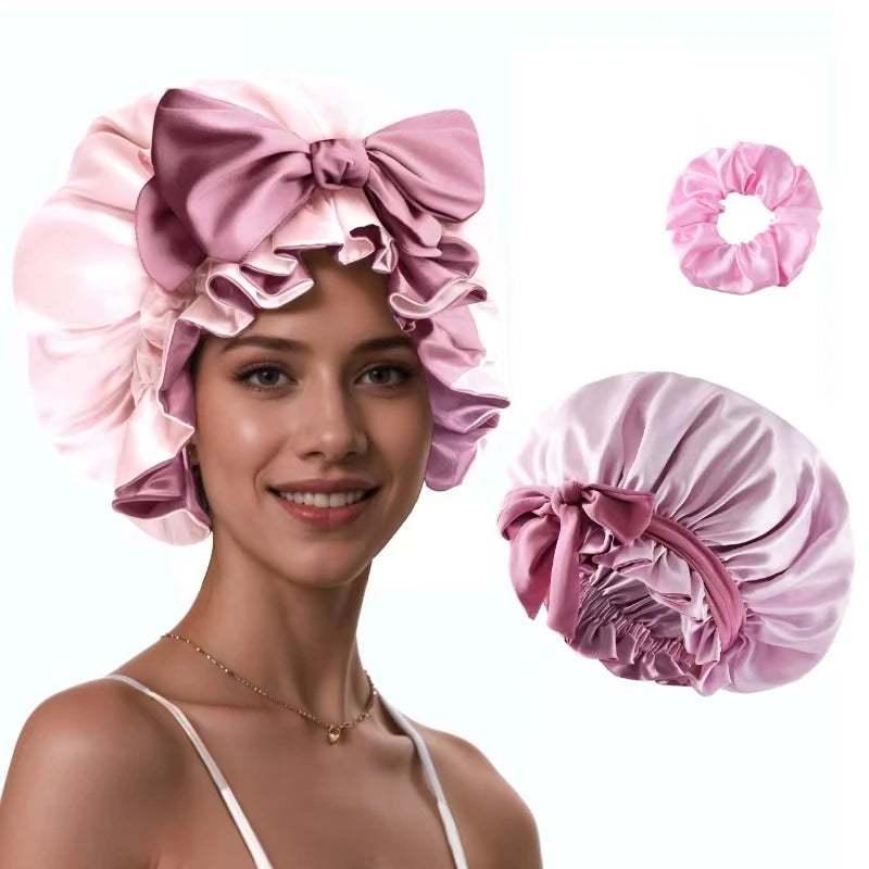 Satin Silk Sleep Bonnet for Curly Hair | Adjustable Head Wrap