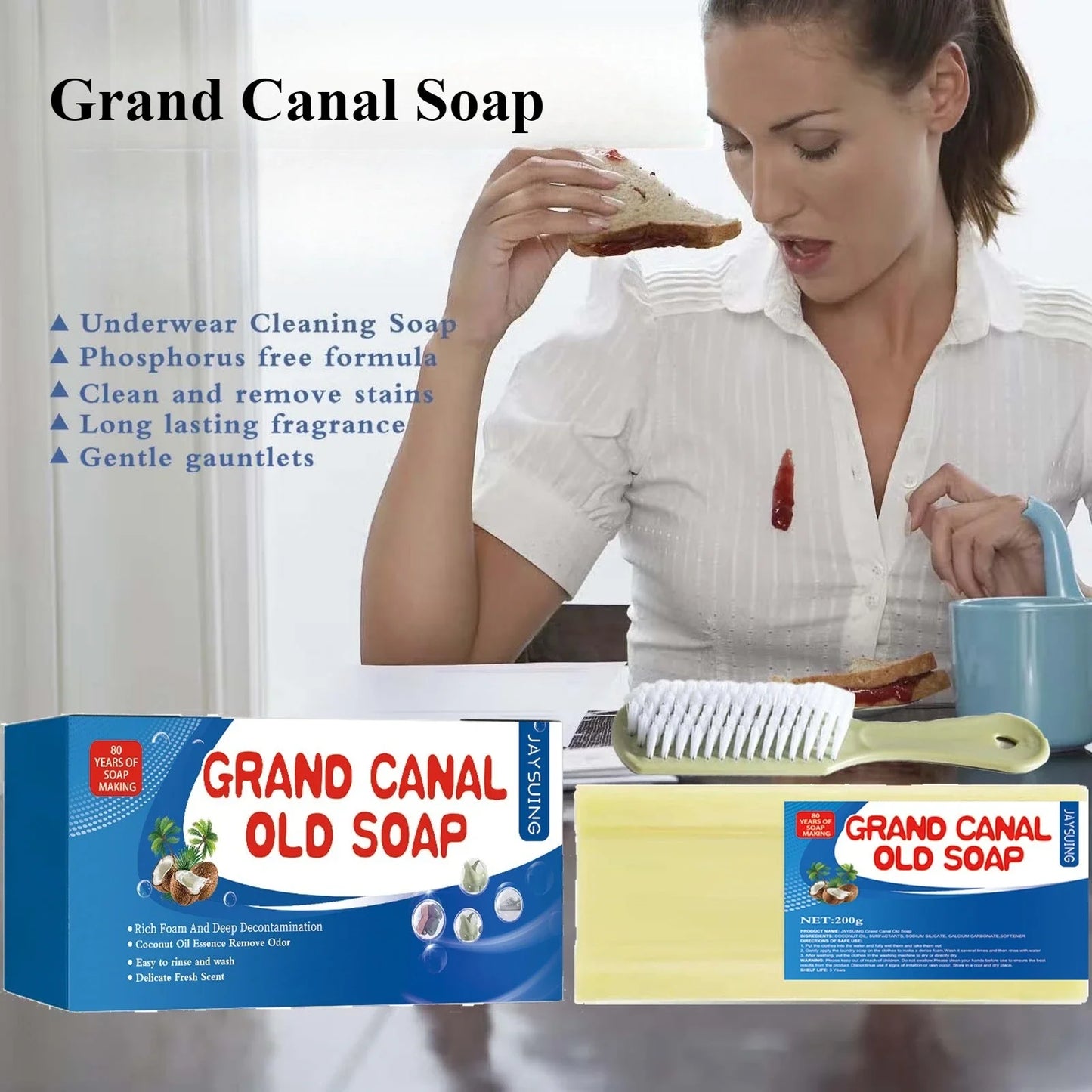 160g Deep Cleaning Laundry Soap With Brush Use For Oil Stains Mildew Spots Underwear Cleaning Easy to Rinse Without Harming Hand Peaceful Pleasures Health and Wellness