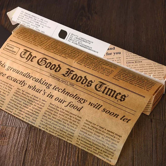 Retro English Newspaper Food Accessories for Baking Kitchen Food Grade Grease Paper Bread Sandwich Burger Fries Wrappers Cookie Peaceful Pleasures Health and Wellness