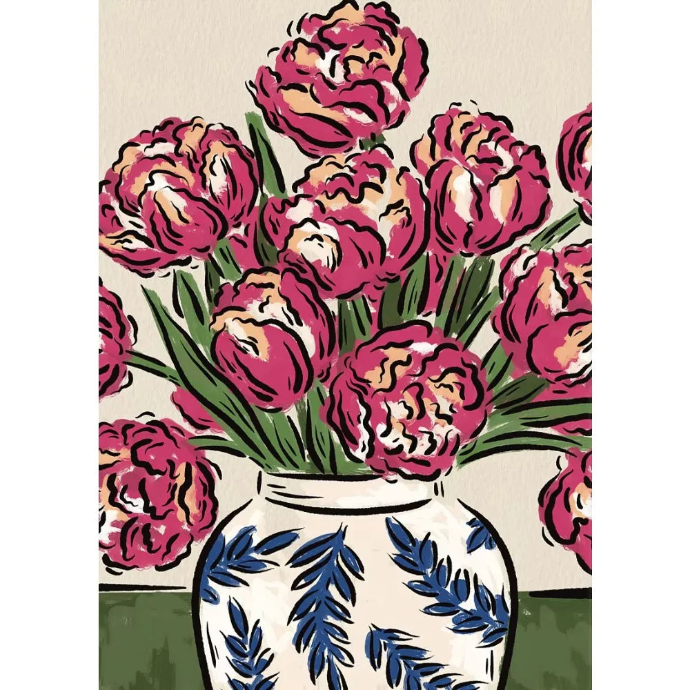 Garden Flower Vase Art Poster Flower Plant Illustration Print Canvas Painting Wall Art Picture Home Living Room Room Decorati Peaceful Pleasures Health and Wellness