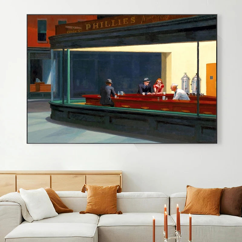 Edward Hopper Famous Realistic Master Art Poster Canvas Painting Nighthawks Life Landscape Wall Art Living Room Home Decorati Peaceful Pleasures Health and Wellness